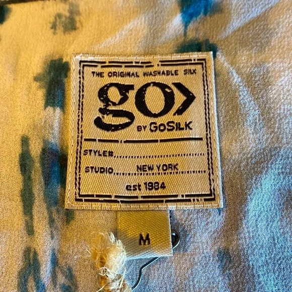 Go Silk Blue and White Tie Dye Duster or Swimsuit Cover Up - Picture 10 of 16